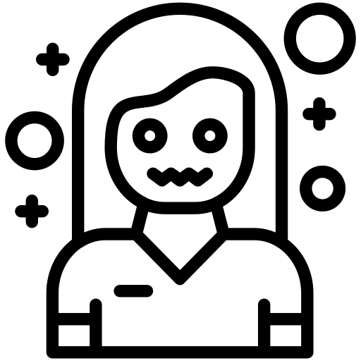 Line art icon of a dizzy person with crossed-out eyes and a sad expression, illustrating bitter green tea from over-steeping.