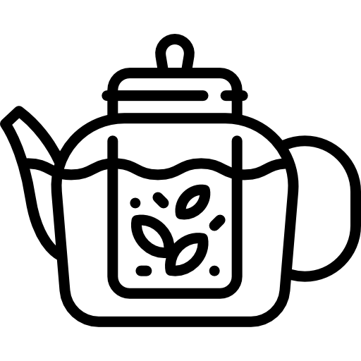 Icon of a glass teapot steeping loose leaf tea, representing Savoritea's brewing guide.