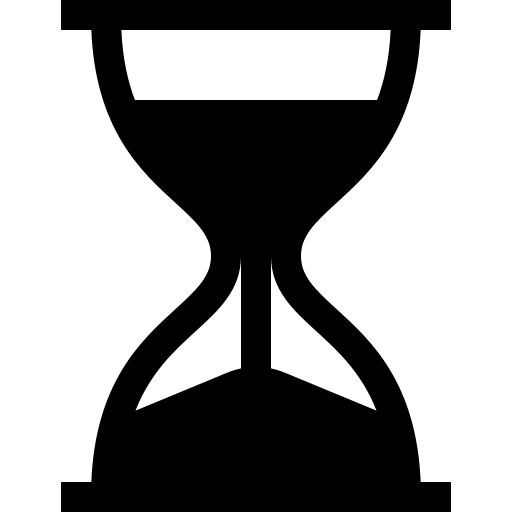 Solid black hourglass icon representing the recommended steeping time and brewing duration for tea.