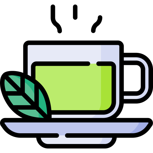 A graphic of a Savoritea green tea cup with a fresh leaf, representing a clean, daily routine.