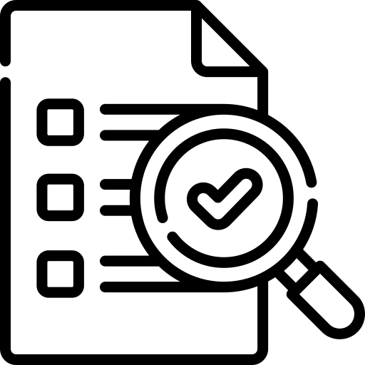 A document with a magnifying glass and checkmark, symbolizing Savoritea's commitment to label transparency and honest ingredients.