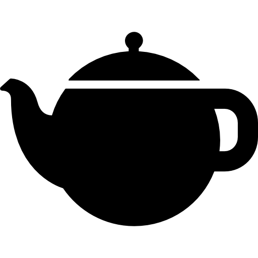 Solid black classic teapot kettle icon representing the water heating and temperature adjustment step.